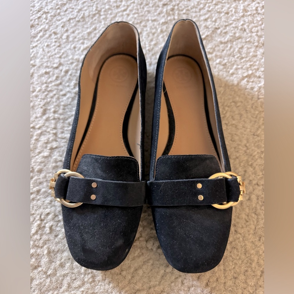 Tory Burch black suede loafers with buckle — Excellent condition — 8.5